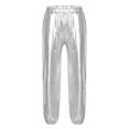 thumbnail image 5 of Aislor Girls Jazz Dance Outfit Mock Neck Short Sleeve Sequins Metallic Back Invisible Zipper Crop Top with Pants Silver 16, 5 of 7