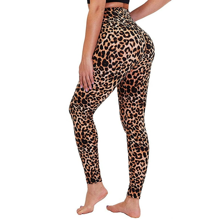 Sexy Dance Ladies Tummy Control Pants Soft High Waist Leggings Running  Tights Leopard Print 