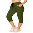 thumbnail image 1 of Women‘s Capri Jogger Lightweight Sweatpants with Pork Chop Pockets Black S, 1 of 2