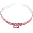thumbnail image 1 of Collar de perro con anilla y colgante en forma de hueso, con brillantes diamantes de imitación, de lujo, con hebilla ajustable (rosa, talla M), 1 of 6