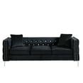 thumbnail image 3 of Miekor Furniture 2 Piece Modern Velvet Living Room Set with Sofa and Loveseat,Jeweled Button Tufted Copper Nails Square Arms Black,4 Pillows Included S00013, 3 of 9