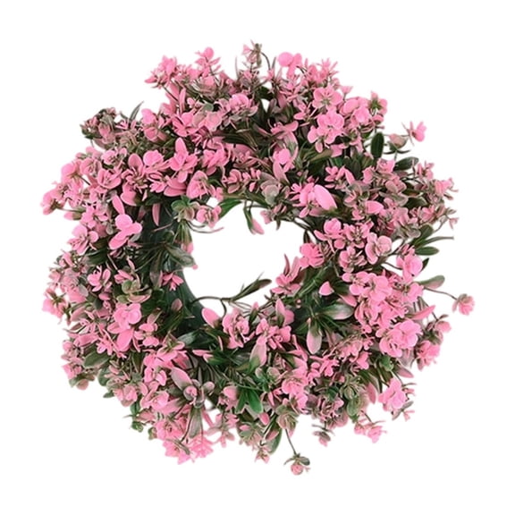 Artificial Greenery Wreath - Faux Floral Wreath, Decorative for Living Room, Garden & Front Door Home Decor ( Pink )