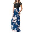 thumbnail image 4 of ICHUANYI Clearance Womens Fashion Summer Short Sleeve Casual Printing Pocket Vacation Long Dress(Blue, S) ICHUANYI WER2023080811028, 4 of 7