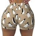 thumbnail image 2 of Balery Lovely Penguin Pantalones cortos de entrenamiento estampados para mujer, sin costuras, ajustados, para gimnasio, yoga, correr, deportes, ejercicio activo, fitness.-X-Large, 2 of 8