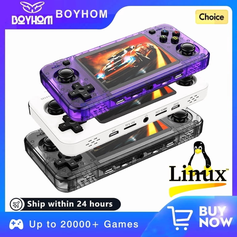 Consola Retro R36S – 21000+ Juegos, 128 GB, Pantalla IPS 3.5″, Linux, Diseño Translúcido Negro