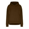 thumbnail image 3 of HOMBOM Brown Women Sweatshirt Plain Fashion Hooded Tops Long Sleeve Winter Fashion Loose Hoodie S, 3 of 7