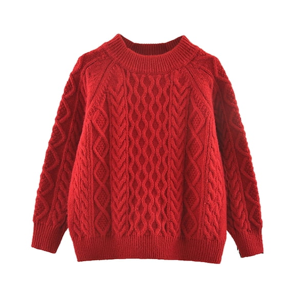 Mercatoo Kids Boys Girls Cable Knit Sweaters Solid Crewneck Pullover Chunky Sweater Teens Thick Warm Cute Jumper Tops for Girls 10 12