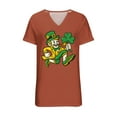 thumbnail image 4 of Ounisa St Patrick's Day V Neck Shirts for Womens Irish Shamrock Graphic Tee Funny Lucky Heart Printed Short Sleeve Shirts Tops, 4 of 4