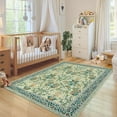thumbnail image 4 of Washable Rug for Living Room, 9x12 Large Area Rug for Dining Room Under Table, Bedroom, Floral Soft Low Pile Non Slip Stain Resistant Carpet for Nursery, Playroom, Office, Green, 4 of 7