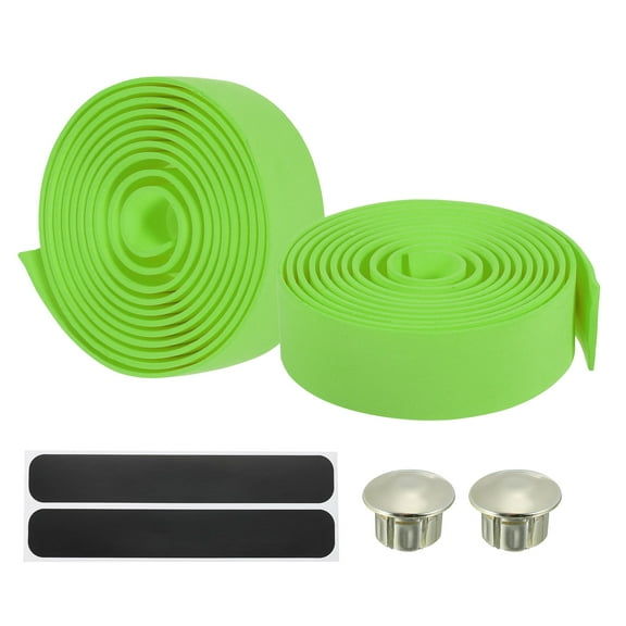Uxcell Bike Handlebar Tape EVA Handle Grip Wraps Bicycle Bar Tape with Black End Plugs Green 2 Pack