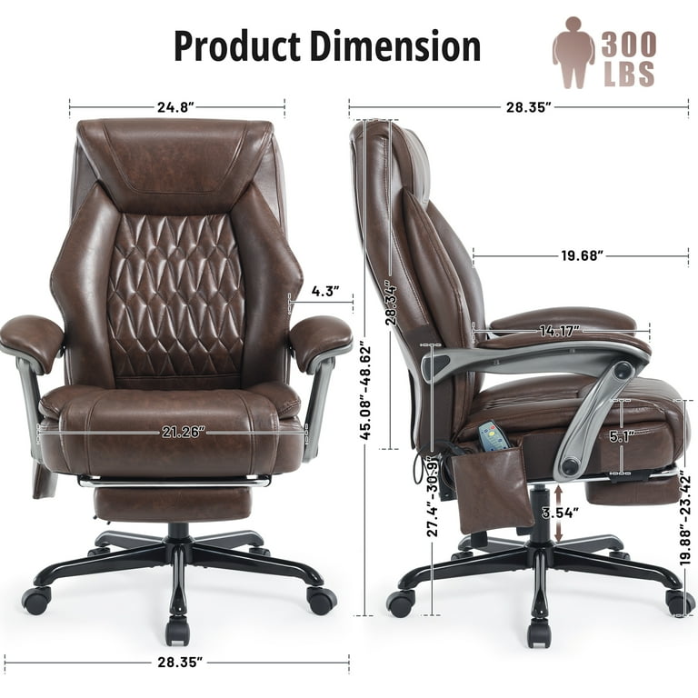 6-Point Massage Office Chair with Lumbar Support, Reclining 