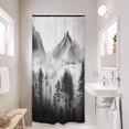 thumbnail image 2 of Small Stall Rv Misty Shower Curtain 36Wx72H Inch Foggy Mountain Scenery National Park Smokey Woodland Tree Landscape Black Men Bathroom Decor Fabric Polyester Waterproof 7 Pack Hooks, 2 of 6