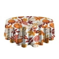 thumbnail image 5 of Fall Pumpkins Leaves Pattern Round Tablecloth 60" X 60",Wrinkle Wipeable Table Cloth for Kitchen Dining Room Picnic Patio Party, 5 of 6