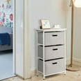 thumbnail image 3 of Gymax 3-Tiroir Tissu Commode Tour de Rangement Vertical Pliable Tirer Bacs Chambre Blanc, 3 of 10