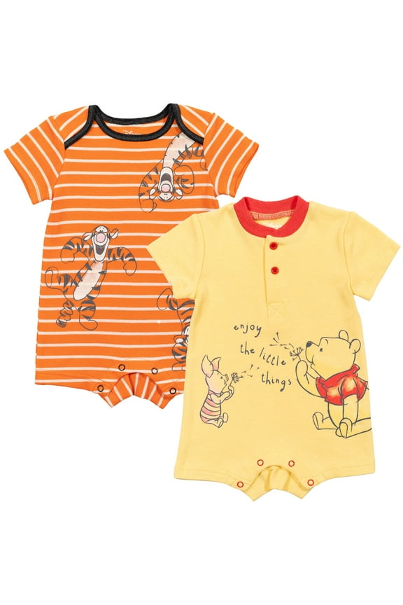 Winnie the Pooh Baby Boys' One Piece Romper Set Pooh Yellow Orange
