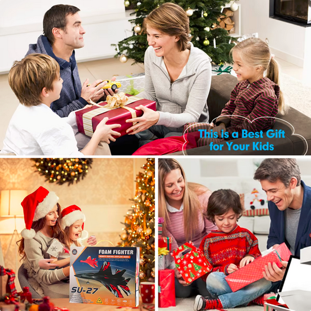 Roofworld RC Plane SU27 2.4G Remote Control with LED Lights for Children and Adults