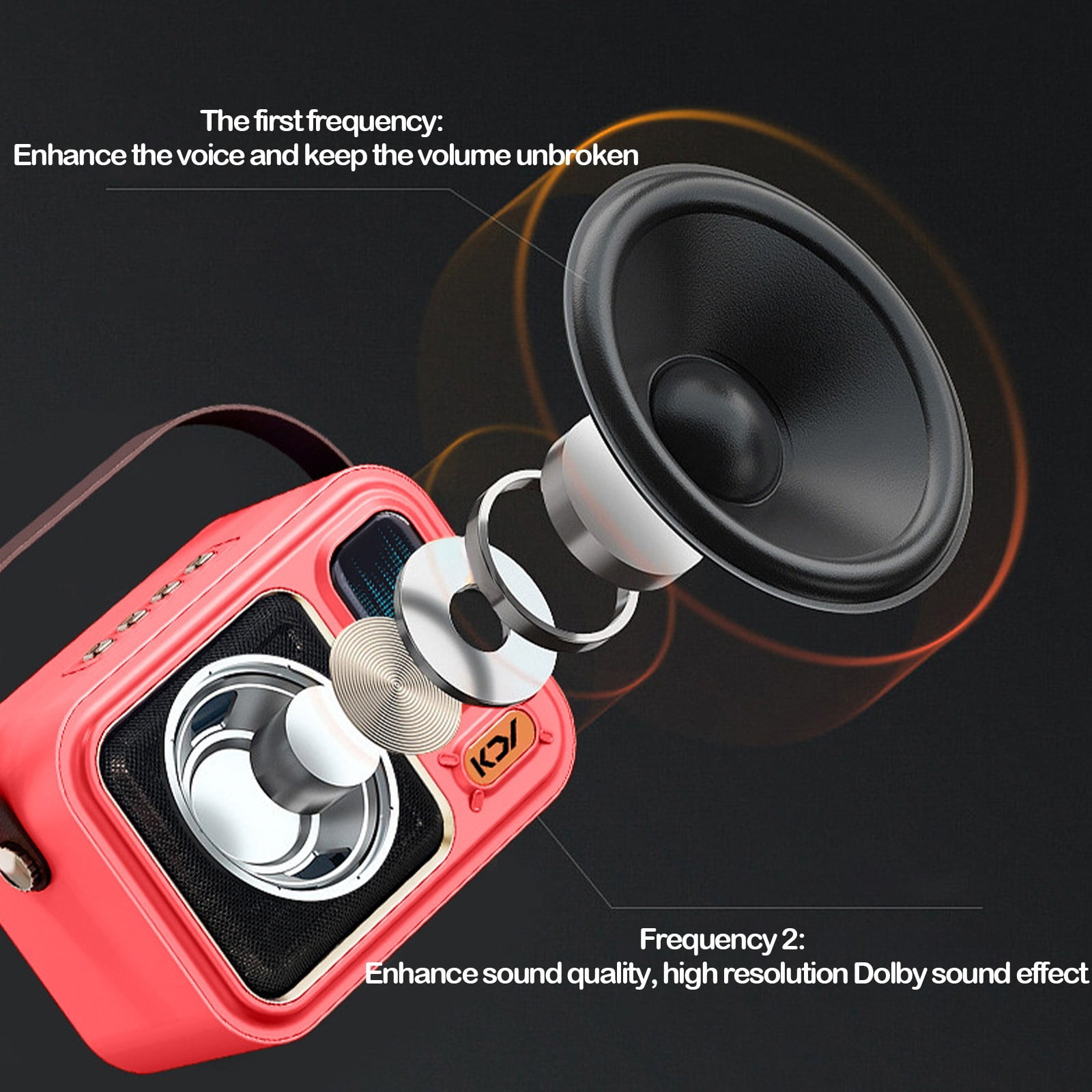 Foqnuq Handheld Bluetooth Karaoke Speaker Mini Microphone 1500mAh Portable Sound System with DSP Reverb for Outdoor Singing Parties