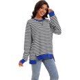 thumbnail image 7 of DARING DIVA Women's Striped Oversized Crew Neck Long Sleeve Sweatshirt S Black White, 7 of 7