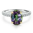 thumbnail image 3 of Gem Stone King 10K Two Tone Gold Green Mystic Topaz and Lab Grown Diamond Engagement Ring for Women | 2.50 Cttw | Oval 9X7MM | Gemstone November Birthstone | Size 7, 3 of 6