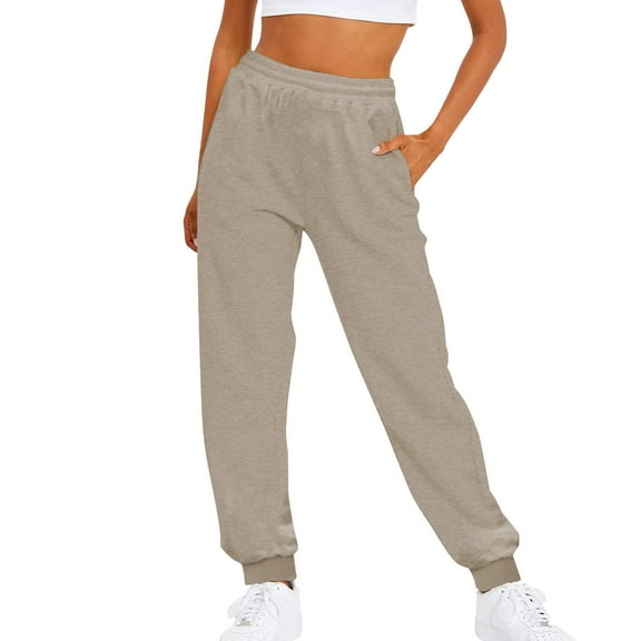 JJHGVB Joggers for Women Sweatpants Women Mens Pants Casual Solid Color Track Cuff Workout Pants With Pocket Baggy Pants Sweat Pants Beige L