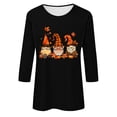 thumbnail image 4 of Leodye T-Shirts d'Halloween pour Femmes à Manches 3/4 à Col Rond, Automne, Halloween, Graphique Amusant, Haut à Manches Longues, Noir 10 (TG), 4 of 4