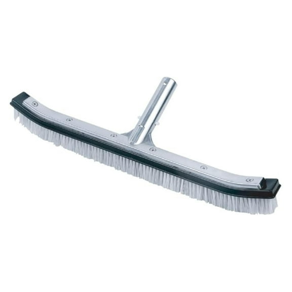Swimming Pool Brush 18 Inch - Deluxe Combo Wall Brush with Aluminum Frame - Stainless Steel & Nylon Bristles - Curved Pool Cleaner for Walls & Spa Surfaces