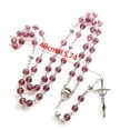 thumbnail image 7 of ZPAQI Round Beads Glass Necklace with Vintage Rose & Crucifix Cross Rosary Beads Catholic Necklace for Women Long Chain Gift, 7 of 7
