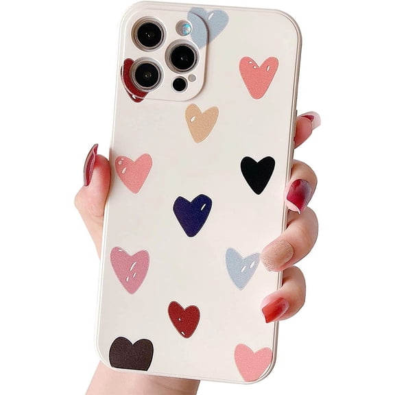 Silicone iPhone 14 Pro Case Heart Girly Women Floral Flower Pattern Glitter Pearl Slim Thin Cute Protective Shockproof Phone Cases for iPhone 14 Pro Max 6.7 inch