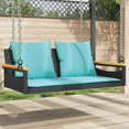 thumbnail image 1 of vidaXL Swing Bench with Cushions Black 109x62x40 cm Poly Rattan, 1 of 5