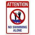 thumbnail image 1 of Attention No Swimming Alone Sign, Pool Sign,, 1 of 1
