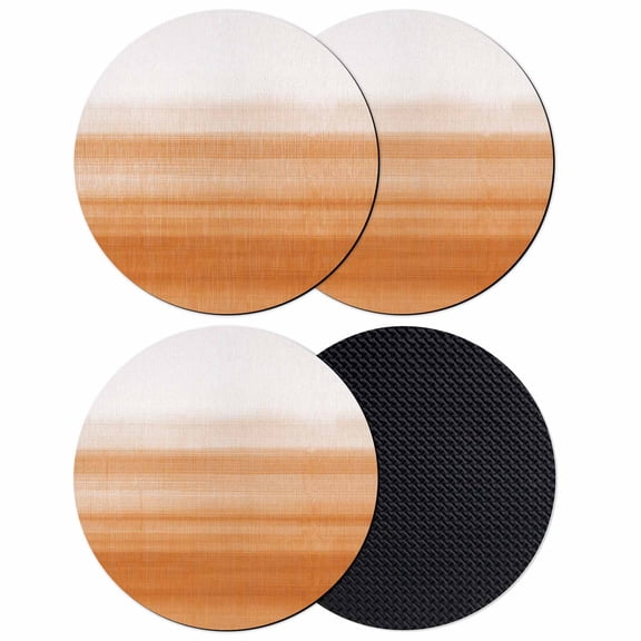 Orange White Ombre Coasters Set of 4, Farmhouse Retro Simple Striped Art Absorbent Coasters for Drinks, Coaster for Bar Office Dining Coffee Table Accessories Decor, Non Slip Round Desk Coaster