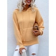 thumbnail image 3 of Pull à Capuche pour Femmes, Décontracté, Boutonné, Col en V, Manches Longues, Tricoté, Henley, 3 of 7