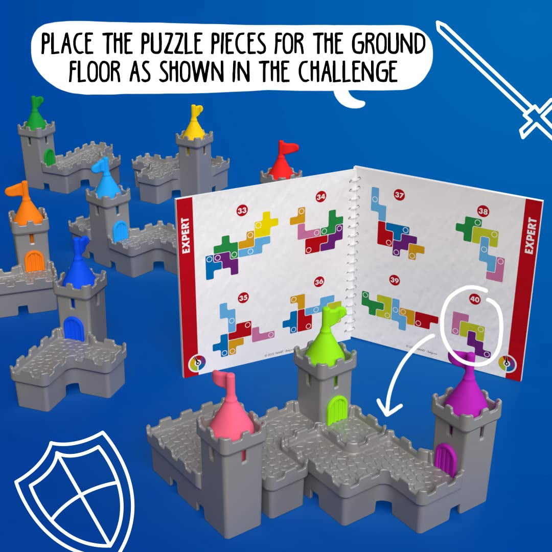 SmartGames Tower Stacks Castle Building Game with 80 Challenges for Ages 8-Adult