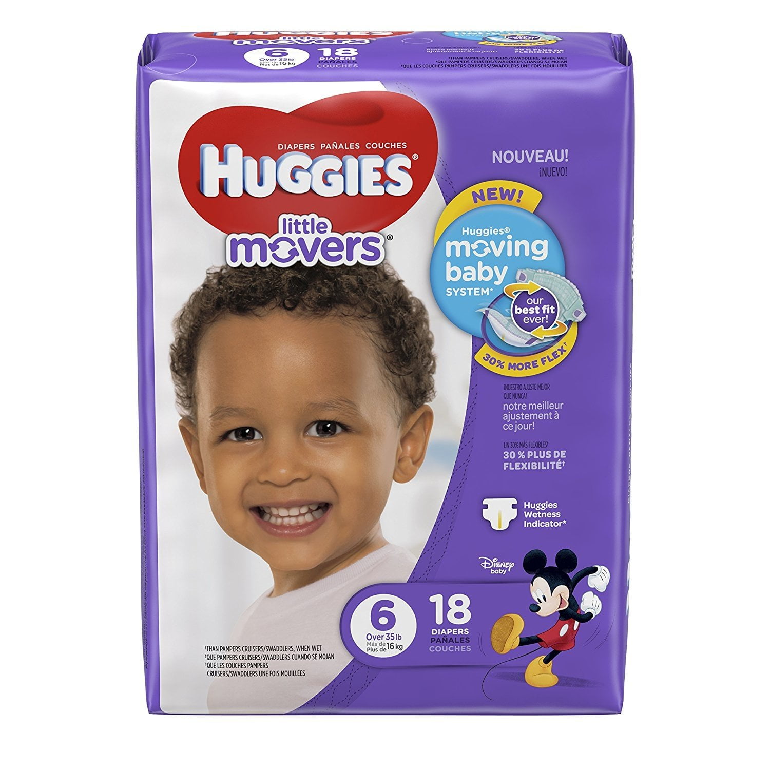 HUGGIES Little Movers Diapers, Size 6, 18 Diapers