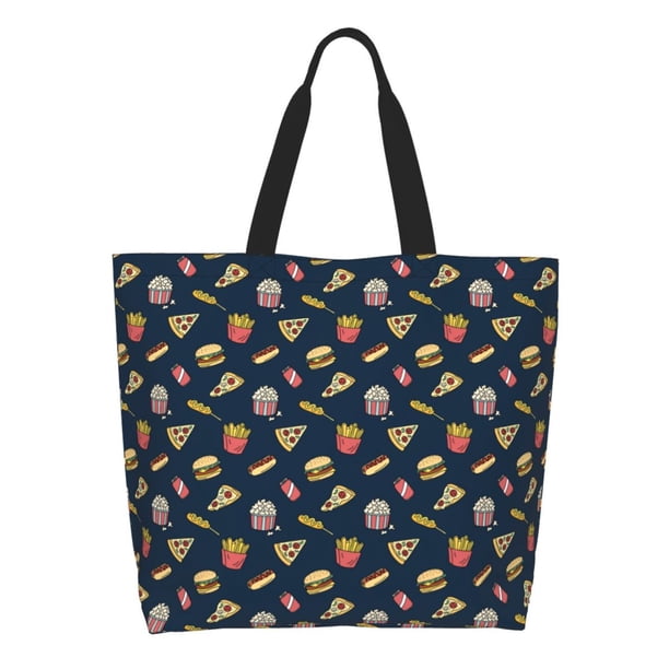 Easygdp Fastfood Bolsas Tote para Mujer, Bolsos de Hombro para Viaje, Bolsos de Mano de Gran Capacidad para Compras y Trabajo