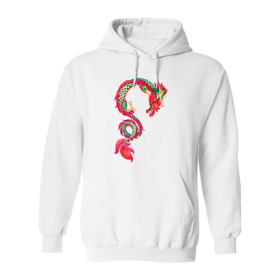 Chinese Red Dragon Watercolor Hoodie Men -Image by Shutterstock, Male 5X-Large