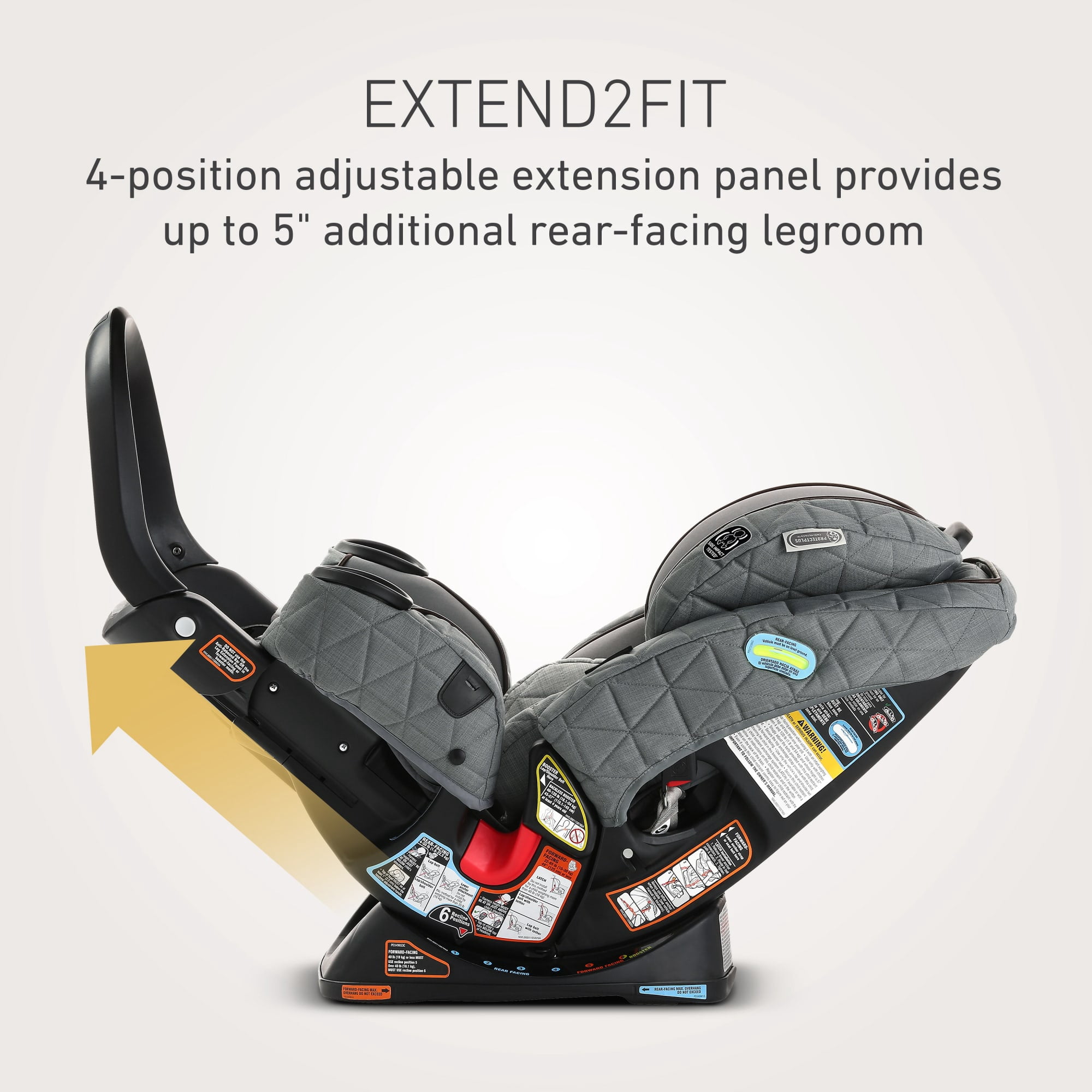 Graco Premier 4Ever DLX Extend2Fit SnugLock 4-in-1 Car Seat featuring Anti-Rebound Bar, Midtown Collection, Grey