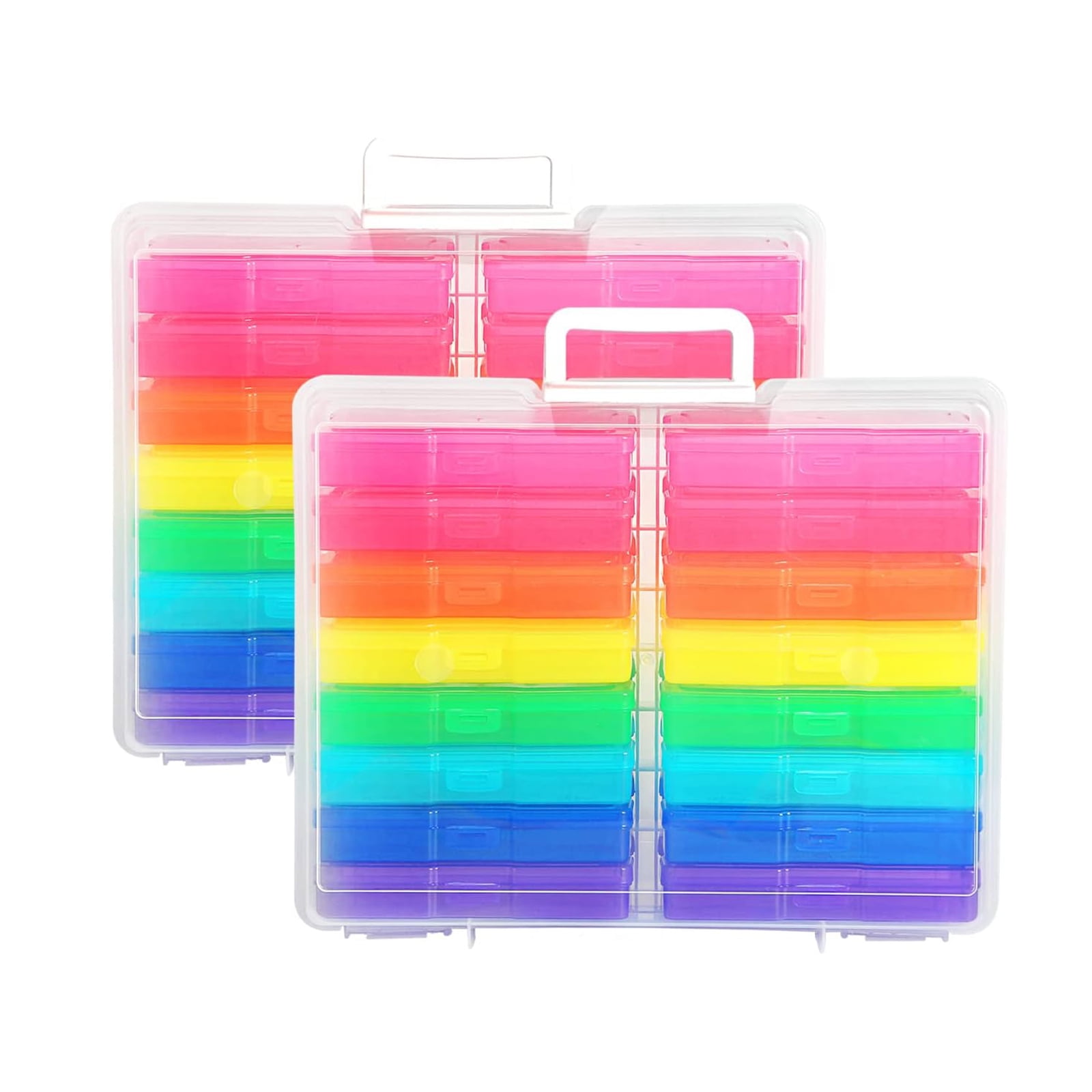 Novelinks 2 Pack 4" x 6" Photo Storage Craft 16 Inner Photo Keeper Multi-Colored Photo Storage Box Photos Organizer,Rainbow Colors