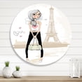 thumbnail image 2 of Designart 'Cute Girl By The Tour Paris Eiffel Tower' Children's Art Circle Metal Wall Art 23x23 - Disc of 23, 2 of 5