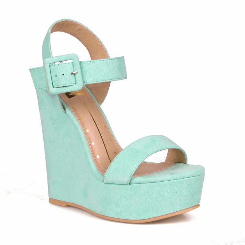 Fahrenheit - Women'sBuckle Strap Wedge Sandals - Walmart.com - Walmart.com