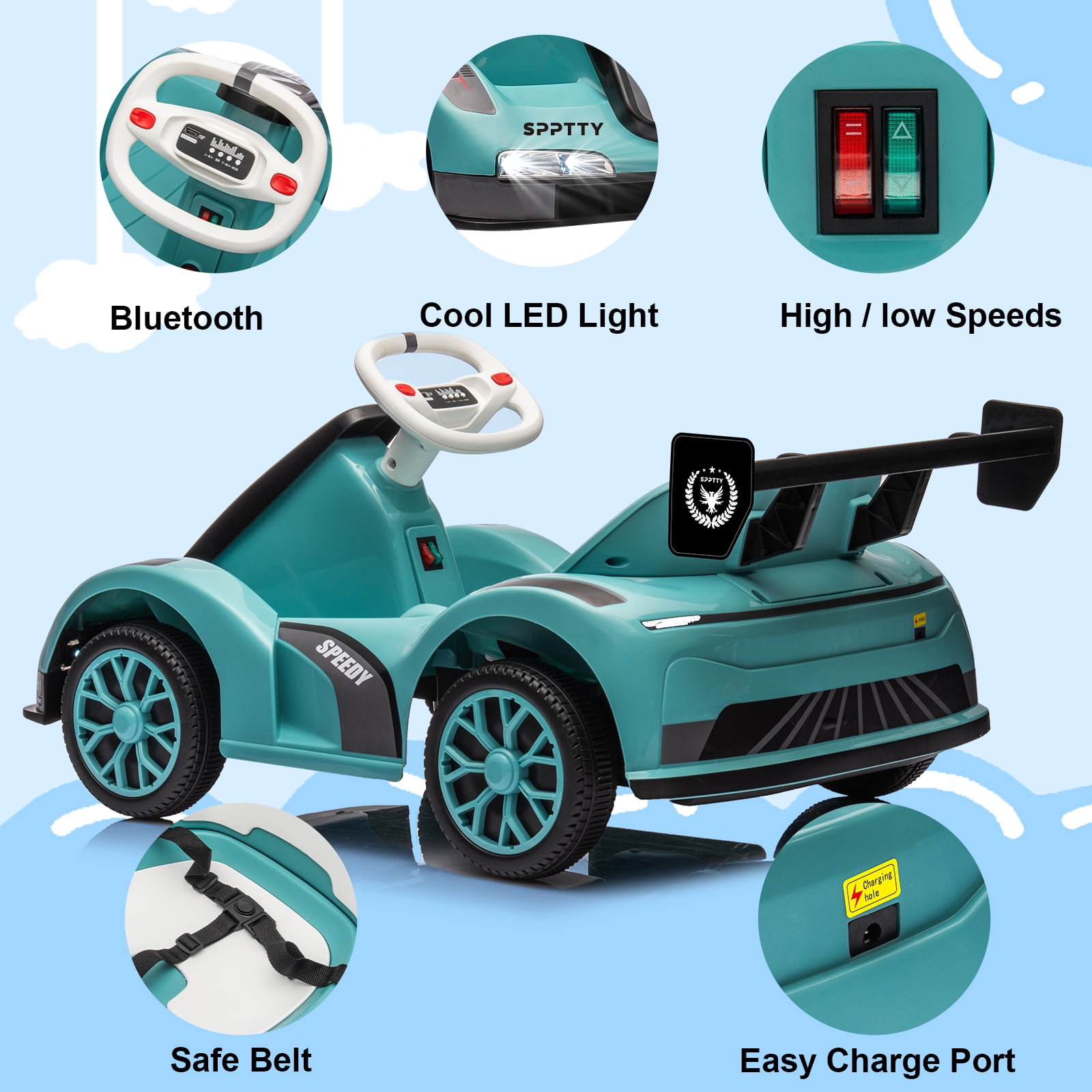 12V Electric Car Go Kart,Ride On Car for Boys Girls,Kids Ride On Toys with Remote Control and USB Port,Music&Story,Children Vehicle Toy Gift