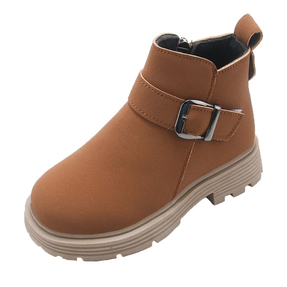 Generic Toddler Nonslip Slip-On Boots Girls Scrub Boys Shoes Waterproof Leather Short Boots Non Slip Breathable Nude Boots
