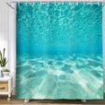 thumbnail image 2 of Cute Teal Blue Ocean Shower Curtain, Nature Underwater Sea World Sand Beach Bathroom Curtains Waterproof Fabric,72x84Inches, 2 of 6