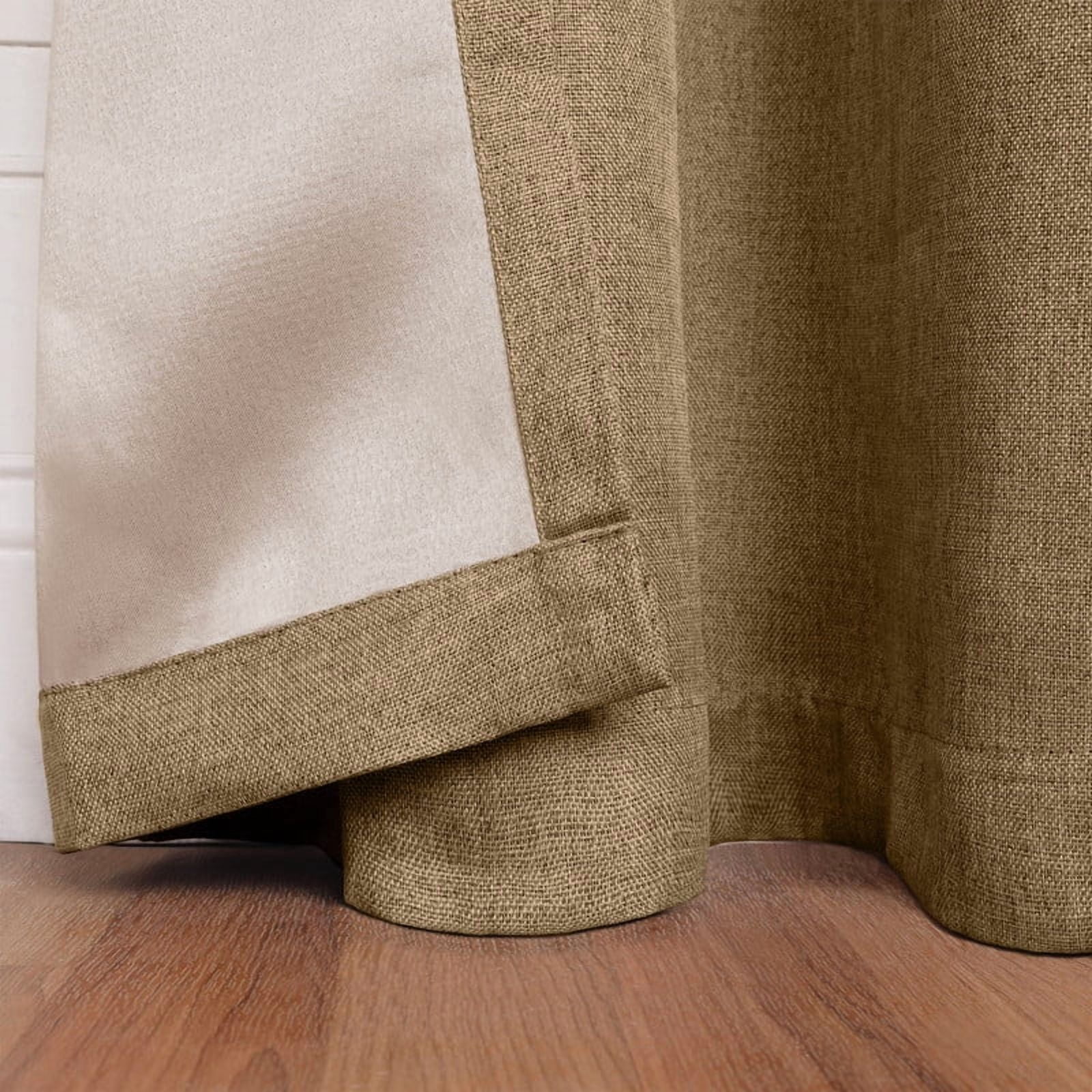 Superior Linen Blackout Curtains Set of 2, Grommet Header Curtain Panel Pair, Acorn, 42"W x 96"L
