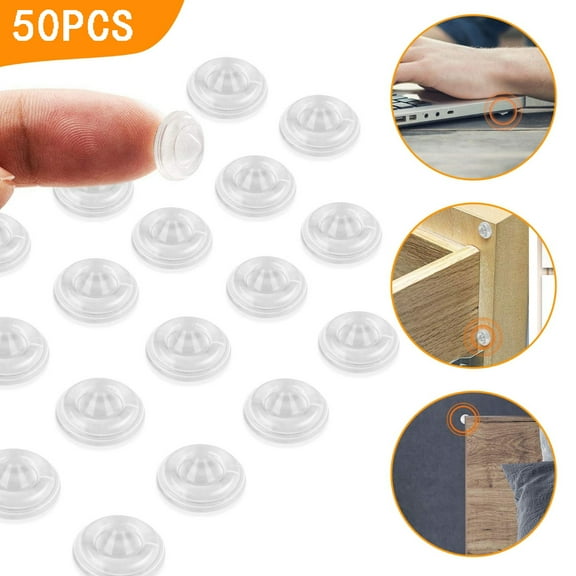 50Pcs Cabinet Door Bumper, Soft Silicone Circular Dots Cushion Protect Bumpers, Shockproof Self Adhesive Bumper Pads for Cabinets Glass and Walls, Clear