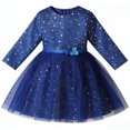 thumbnail image 4 of MEZZALL Dresses Girls Long Sleeve Party Dress With Star Sequins And Mesh Skirt Round Neck Elegant Formal Occasion Outfit Soft Kids Crew Neck Solid Color Child Sundress, 4 of 4
