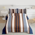 thumbnail image 2 of Homewish Beige Brown Blue Full Size Comforter Sets,Minimalism Geometric Lines Bedding Comforter Set,Modern Artistic Bedding Sets For Adults,Breathable Home Decor Reversible,3pcs, 2 of 8