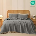 thumbnail image 6 of PHF 100% Cotton Waffle Weave Blanket, Lightweight Twin Washed Blanket for Bed Sofa Home Decor, Dark Grey, 66"x90", 6 of 7
