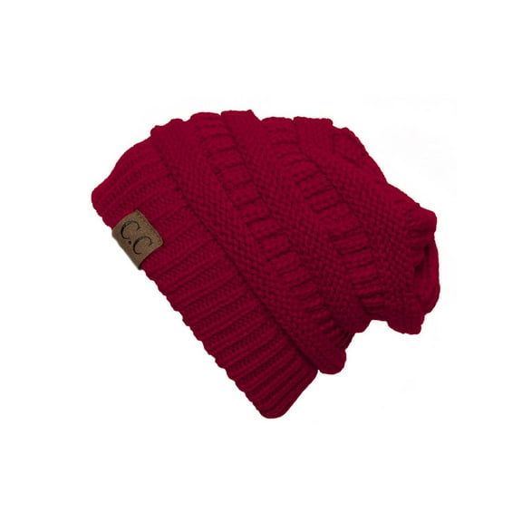 Thick Knit Soft Stretch Beanie Cap - Red