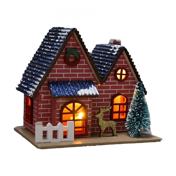 XIBUFE 2026 New Christmas Village House 3.9×4.7 Inch Winter Ski Lodge Scene Decoration Christmas Ornament Collectable Snowy View Cottage for Xmas Holiday Party Decor Micro Small House Christmas Decor